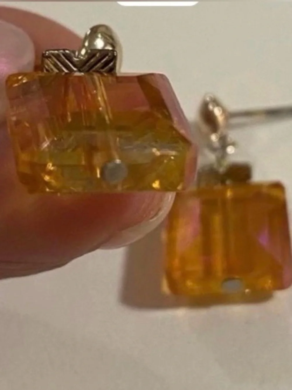 Gold-Tone Orange Cube Drop Earrings